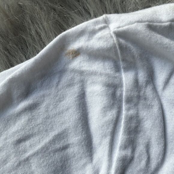 Love Peace & Lazy Days Shirt Sz L Juniors T-shirt White Extra Butter Movie Crop - Picture 7 of 10